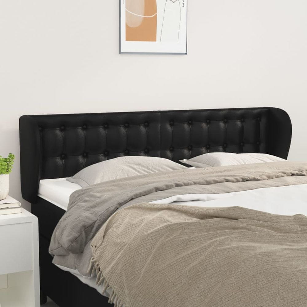 Vidaxl Čelo postele so záhybmi čierne 147x23x78/88 cm umelá koža